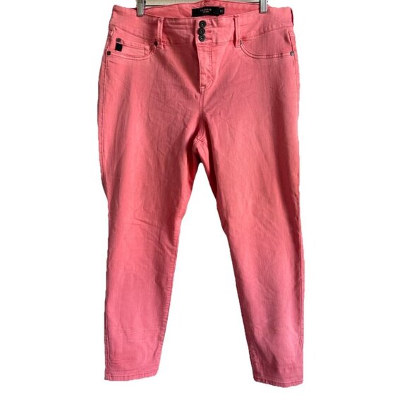 Torrid Denim Women’s Plus Neon Pink Wash Stretch Button Pants Size 20R - Picture 1 of 14